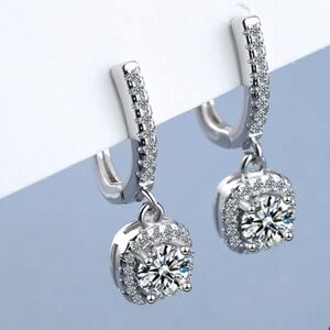 New 2 Carat Sterling Silver Dangle Earrings